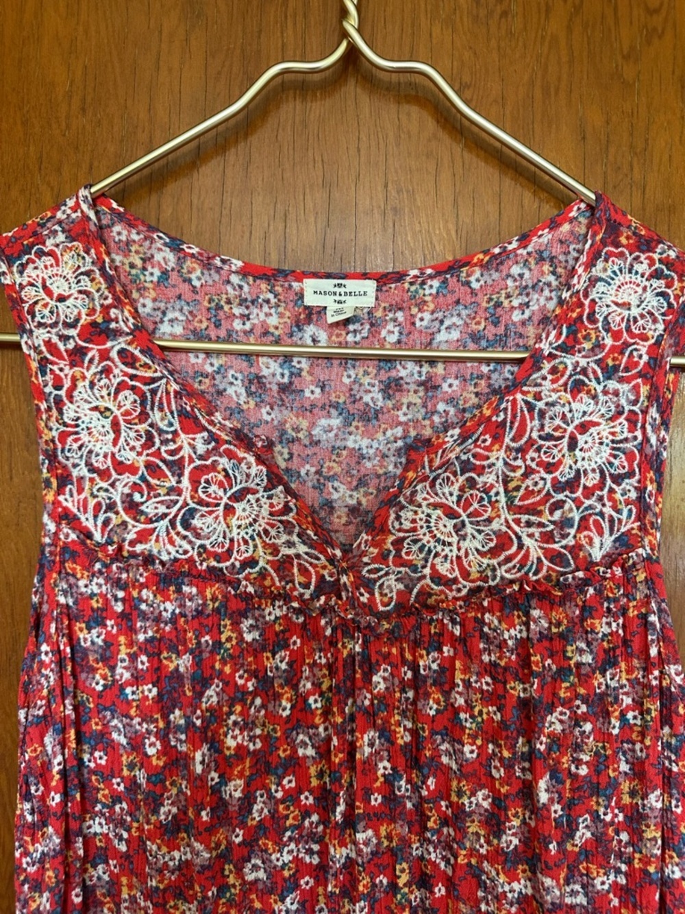 Mason & Belle Women’s Feminine Boho Floral Embroidered Lace Hem Tank Top Size M - Picture 2 of 6